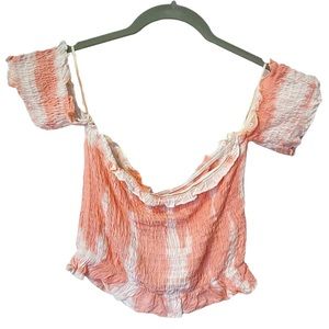 Kiwi + Punch Crop Top Tube Top Peach White L